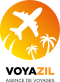 Logo blanc de Voyazil, agence de voyage